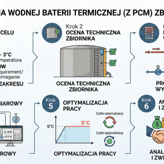 infografika budow baterii termicznej zbiornik pcm 500m3